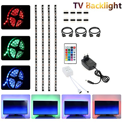 Rubans lumineux 4x50cm 5050rgb avec mini-télécommande pour rétro-éclairage tv pc (avec adaptateur) 0613235385226 Nexlux Rubans lumineux 4x50cm 5050rgb avec mini-télécommande pour rétro-éclairage tv pc (avec adaptateur) 0613235385226 Nexlux