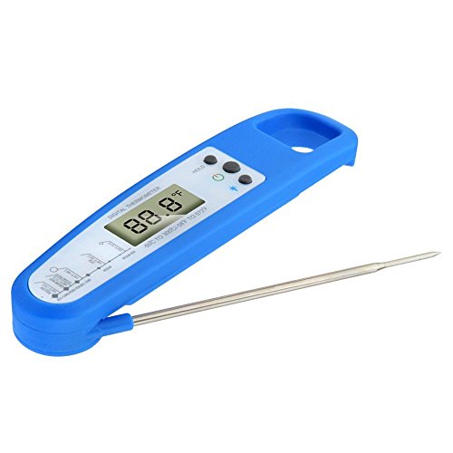 SunRise Malanzs Thermomètre de Cuisine Alimentaire Thermomètre à Viande de Cuisson des Aliments Sonde Pliable Inoxydable LCD Ecran Digital Numérique Electronique à Lecture Instantanée pour Barbecue BBQ Nouriture Grill Casse-croûte Liquides Huile Lait Eau de Bain Entre -50°C et 300°C Bleu code EAN 0613635538253 