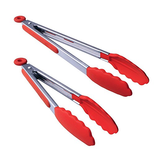 Lot De 5 Pinces Cuisine Silicone - Pinces Acier Inoxydable Avec Embouts Silicone, Idéales Air Fryer, Barbecue Et Cuisson Quotidienne - Bleu, Vert, Rouge, Noir, Violet