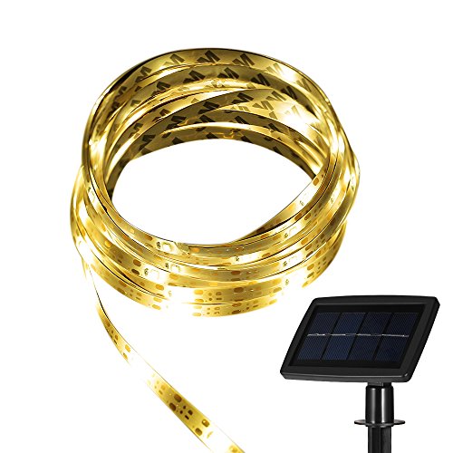 Grandbeing Bande led adhésif décoratif avec panneau solaire, 2 mode luminosité stroboscope/stable ip65 etanche décoré pour maison, terrasse, guinguette,jardin, cour etc (blanc chaude) 0613868245836 (0613868245836)