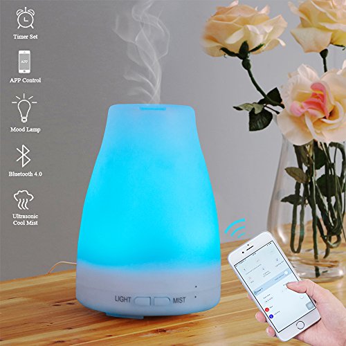 E-Diffuser Diffuseur d'Huiles Essentielles,Brumisateur Aromathérapie électrique Humidificateur Ultrasonique avec 7 Couleurs de Changement pour Massage, Repos, SPA, Coucher {idéal au Bureau ou en Chambre} 0613869702543 (0613869702543)