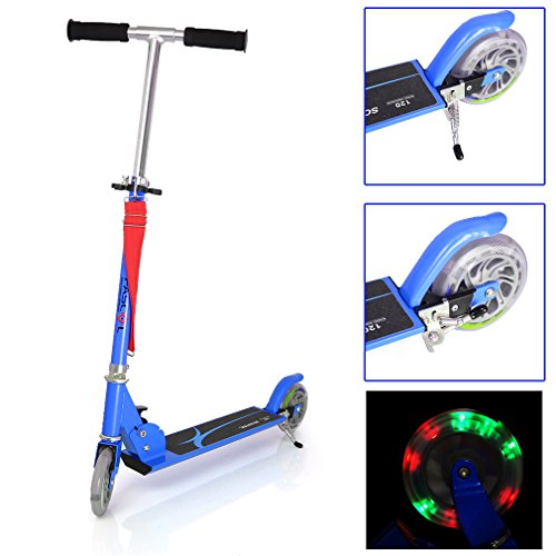 Trottinette 2 roues pliable scooter roller lumi...
