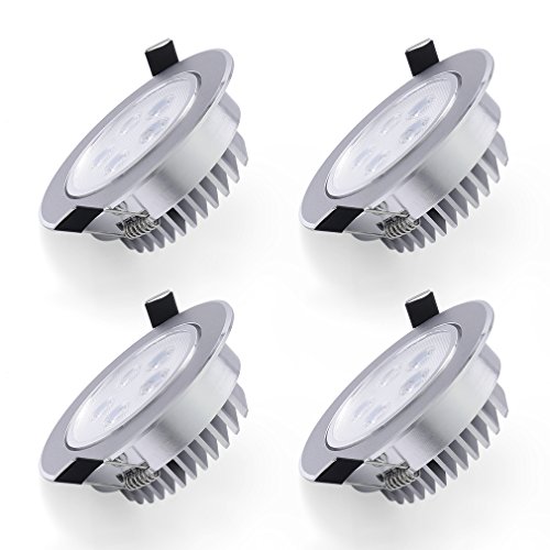 Auralum Lot de 4 - AuraLum - Eclairage Encastré de plafond LED Lampe spot Downlight (5W 2800-3200K AC100-240V )Blanc Chaud code EAN 0613894458873 