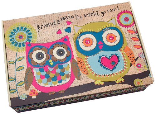 NOI Home A-nl cbx 2 natural life boîte de rangement en carton avec couvercle rabattable motif chouettes crème/gris 22 x 14 x 6 cm 0614390303940 (0614390303940)