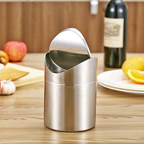 Mini poubelle en acier inoxydable brossé table ...