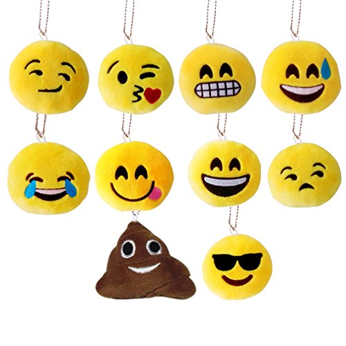 Steily Emoji mini porte-clés cute 10cm porte-clés en peluche set de 10 pour cadeau de fête 0614591557845 (0614591557845)