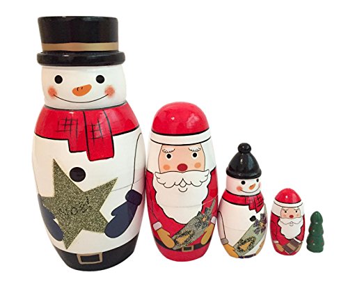 Russe poupées en bois lot de 5pcs imprimé bonho...