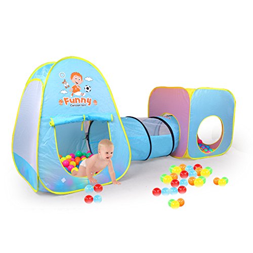 MAIKEHIGH Giochi per bambini casa tenda tunnel 3-in-1 pop up, tra cui tenda casa + baby tunnel + bambini ball pool tubo tenda canadese indoor / outdoor facile pieghevole sfere non inclusa code EAN 0615228536998 