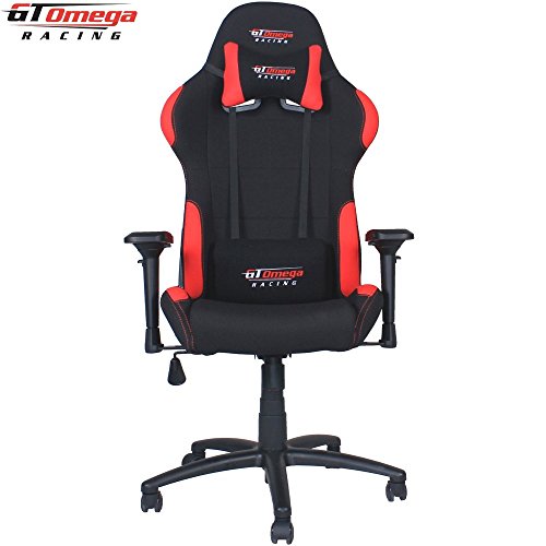 GT OMEGA PRO RACING FAUTEUIL DE BUREAU BAQUET EN TISSU NOIR AVEC ROUGE 0616641769390 GT Omega Racing