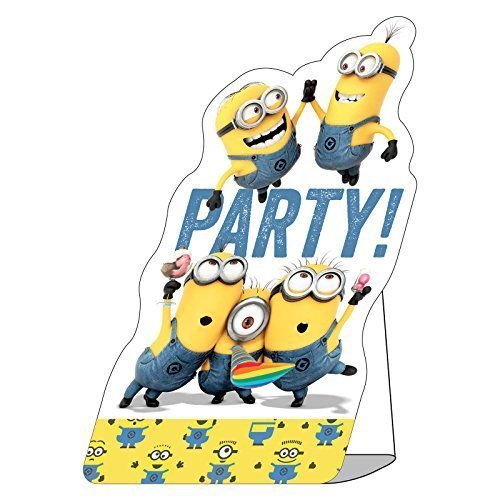 8 Invitations de fête Les Minions enveloppes in...