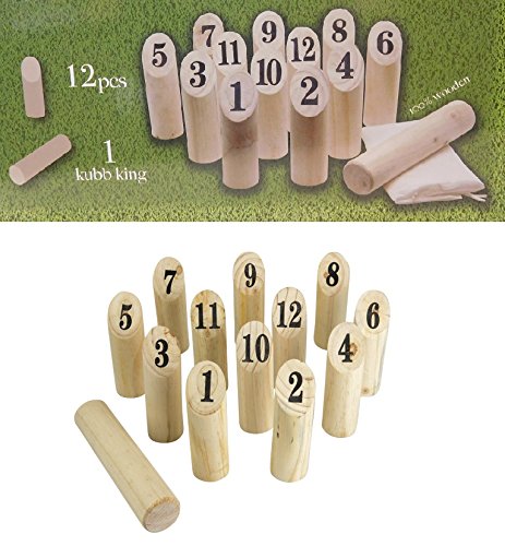 Kubb Game 15pcs - Quille bois numero Jeux Nordi...