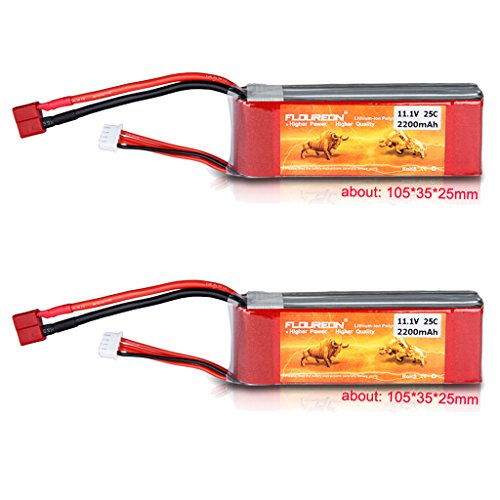 Floureon 2x 3s lipo batterie 11.1v 2200mah 25c deans plug pour rc hélicoptère avion hobby bricolage pièces rouge code EAN 0617237161512 