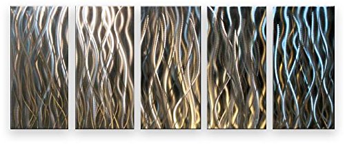 décoration murale métal moderne art peint à la main contemporain peinture abstraite argent - Silver Waterfall 0617390251921 Matthew's Art Gallery