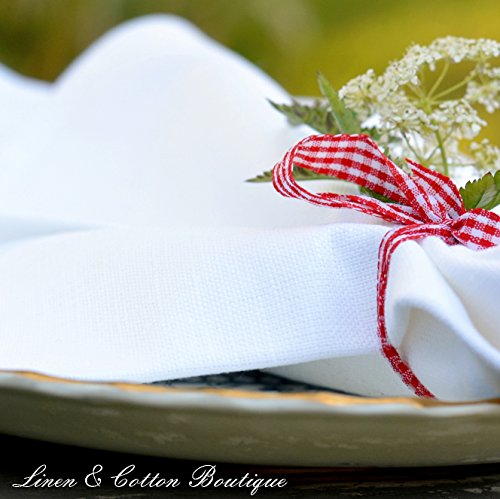 Linen & Cotton Lot de 4 serviettes de table de luxe amelia blanc, 47cm x 47cm- 50% lin, 50% coton code EAN 0619271819411 