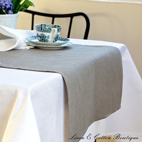 Chemin de table de luxe en lin naturel - 100% l...