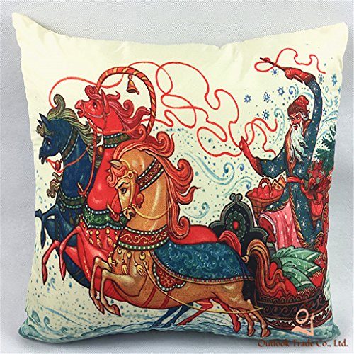 Outlook De noël étui custom fermeture éclair cheval housse de coussin décoratif polyester taie d'oreiller canapé lit taie d'oreiller taies d'oreiller double face 45,7 cm 0619955167593 (0619955167593)