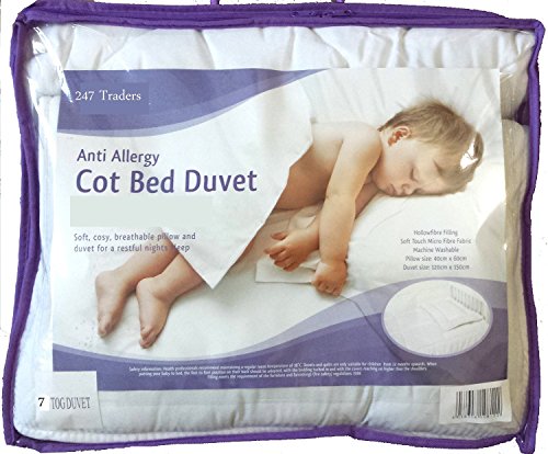 247 Traders Couette anti-allergique et oreiller pour lit bébé garnissage en fibre creuse, 7 tog code EAN 0620944648016 