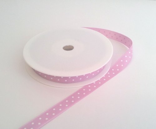 Rose ruban gros-grain à pois blancs 10mm x 20m