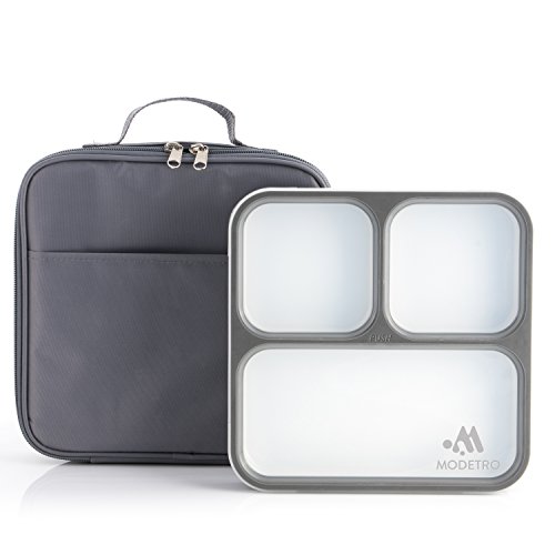 modetro Boite à lunch de Bento - 3 compartiments étanches - comprend sac à repas pour adulte isotherme - Ultra Mince Conteneur De Boite 0620974017417 (0620974017417)