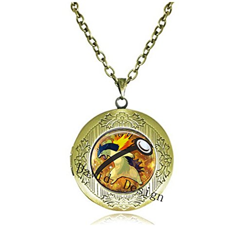 MEOAQ Typhlosion/Poké Ball Pokemon - Collier Femme - Médaillon//Pendentif Médaillon Idée Cadeau Gamer Gear Cosplay A33 code EAN 0621437225707 