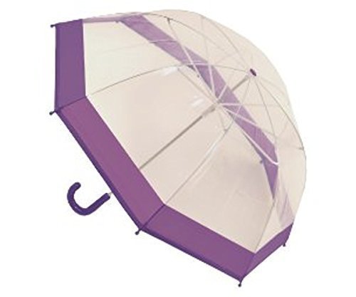 Drizzles Enfants / Filles Parapluie Dôme Transparent avec rose ou violet Garniture ~ 71.1cm Diamètre - Rose Foncé Bordure code EAN 0627474126564 
