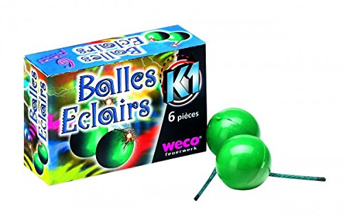 Weco LOT DE 2 BOITES DE 6 PETARDS ARTIFICES " BALLES ECLAIRS " CREPITANTS ET LUMINEUX 1616-32 X2 code EAN 0627474147125 