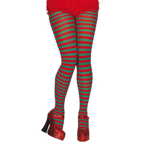 Collant Vert & Rouge Rayé Adulte Femme Taille S...