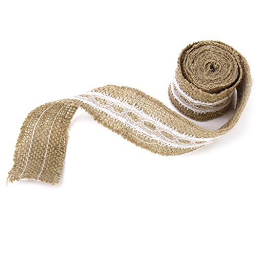 1 Rouleau Ruban en Jute et Dentelle Bordure Acc...