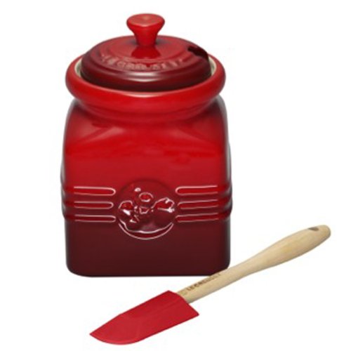 Stoneware berry jam jar with silicone spreader,...