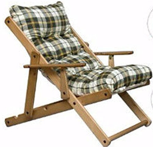 MASLEGNO FAUTEUIL RELAX EN BOIS 3 POSITIONS PLIABLE AVEC COUSSIN INTÉGRÉ, 100 CM DE H, POUR LE SÉJOUR, LA CUISINE, CANAPÉ DE SALON FAUTEUIL SOFA 380076 vert 0630937344436 (0630937344436)