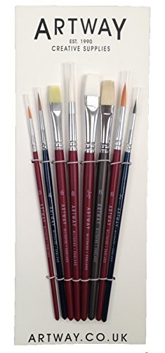 - lot de 8 pinceaux - poils nylon/porc/sabeline...