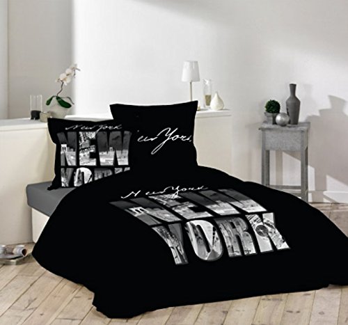 bng Housse de Couette Noir ,New York , "100 % COTON" 220 X 240CM code EAN 0634065473419 