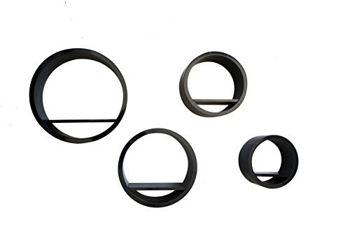 Rebecca Srl Lot de 4 Etagere Cercle Bois Noir D...