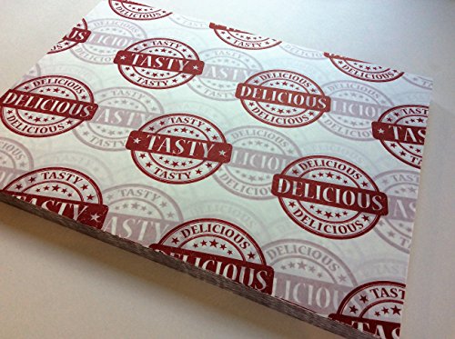 Tasty & Delicious 100 X Rouge sur Blanc de Luxe Imprimé Papier sulfurisé Burger pour Deli Premium code EAN 0634154687222 
