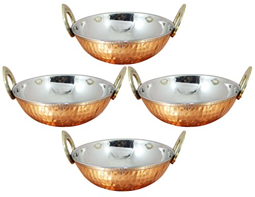 jeu de 4, des ustensiles de cuivre Indiens kara...