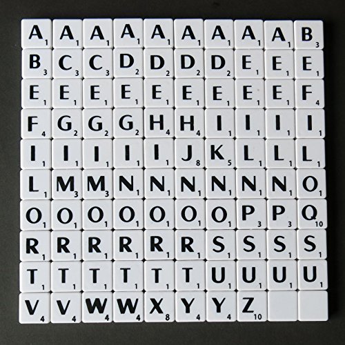 Flyingstart Ensemble complet de Scrabble (100 tuiles) - Lettres Noir sur carrelage - de rechange en plastique blanc, artisanat, scrapbooking et bijoux 0634304143851 (0634304143851)