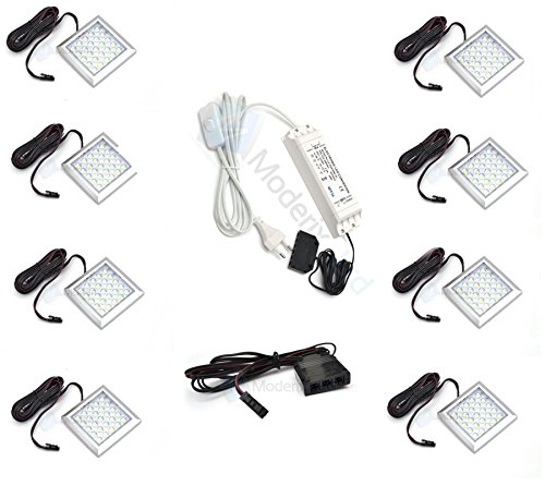 8 x LED éclairage Gd Carré AL Verre Vitrine Froide Blanc Smd LEDs éclairage spot 0634563934597 GTV