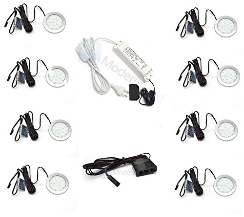 8 x LED éclairage, Orbit AL Verre Vitrine Froide Blanc Smd LEDs éclairage spot 0634563937505 GTV