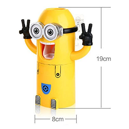 Cooler COOLER®Despicable Me Minions distributeur automatique de dentifrice + 2 ports de brosse à dents + un verre à dent aimable et pratique(n'inclus les brosses a dent pas) code EAN 0634620327560 