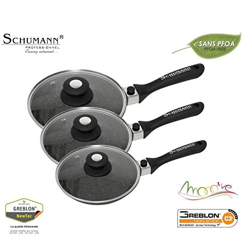 LOT DE 3 POELES EN PIERRE 20/24/32CM - SCHUMANN...