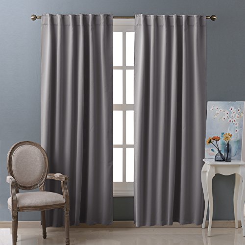 Rideau Solid Occultant Passe-Tringle Uni Tissu,...