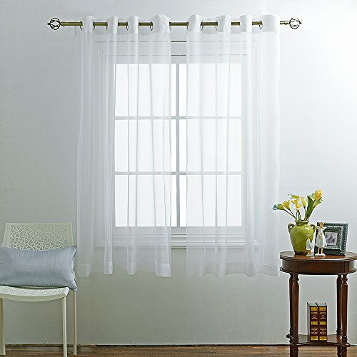 Paire de Rideaux Voilages Transparent Uni/8 Oei...