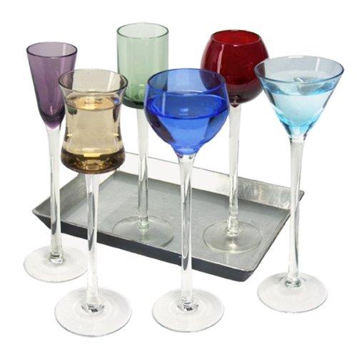 Lot de 7 verres à apéritifs avec long pied