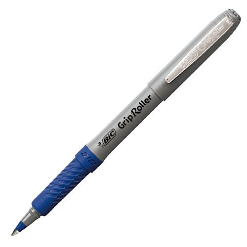 Grip Roller Ball Stick Pen, Blue Ink, Fine, Doz...