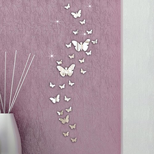 DDLBiz Décoration de maison 3d miroir stickers muraux décoration combinaison 30pcs papillon bricolage 0636790400845 (0636790400845)