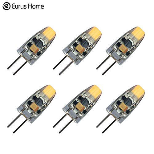 Eurus Home Euros (mythologie) Home G4 1 W COB Lampes LED lumière blanc chaud AC/DC 12 V compatible avec variateur d'intensité équivalent à 10 W Halogène T3 Track Ampoule de rechange ampoules LED, Lot de 6 0636823473723 (0636823473723)