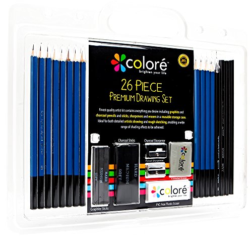 Colore Couleur Set de Crayons pour Dessiner ou pour faire des Croquis Pour Artistes et Débutants (26 pièces) 0637262772644 (0637262772644)