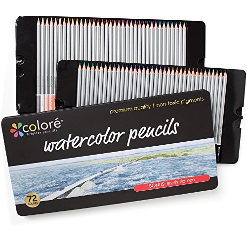Couleur Crayons aquarelle - Art 72 crayons de couleur soluble dans l'eau pour les étudiants et les professionnels - Couleurs assorties pour croquis livre de coloriage pour enfants et adultes - Sans pointe pinceau stylo couleur - Lot de 72, 72 Colors 0637262773382 Colore Couleur Crayons aquarelle - Art 72 crayons de couleur soluble dans l'eau pour les étudiants et les professionnels - Couleurs assorties pour croquis livre de coloriage pour enfants et adultes - Sans pointe pinceau stylo couleur - Lot de 72, 72 Colors 0637262773382 Colore
