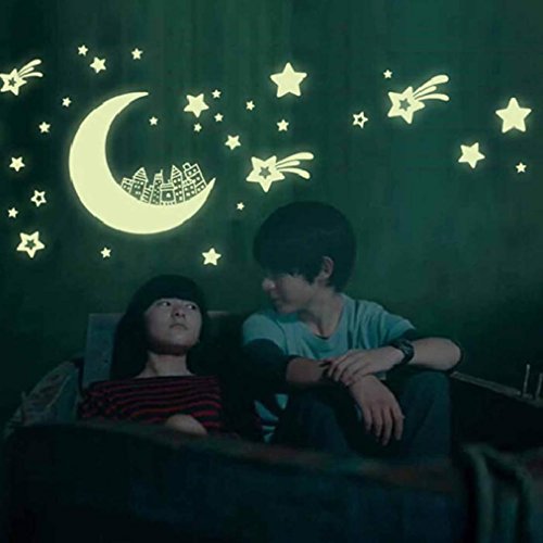 Lune Star Lumineux Fluorescent Autocollants, Ee...
