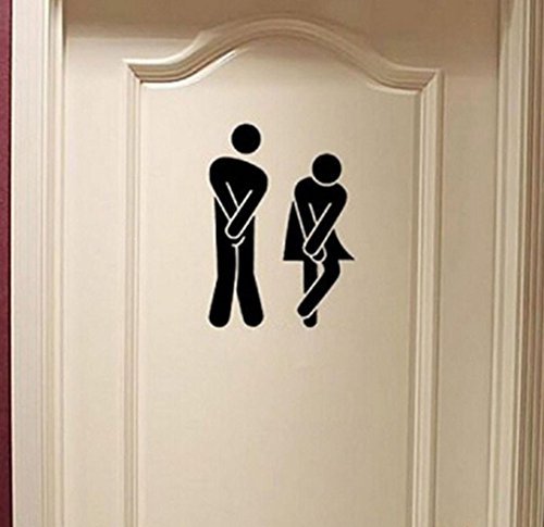 Timide Homme Femme Sticker Mural de Toilette Mi...